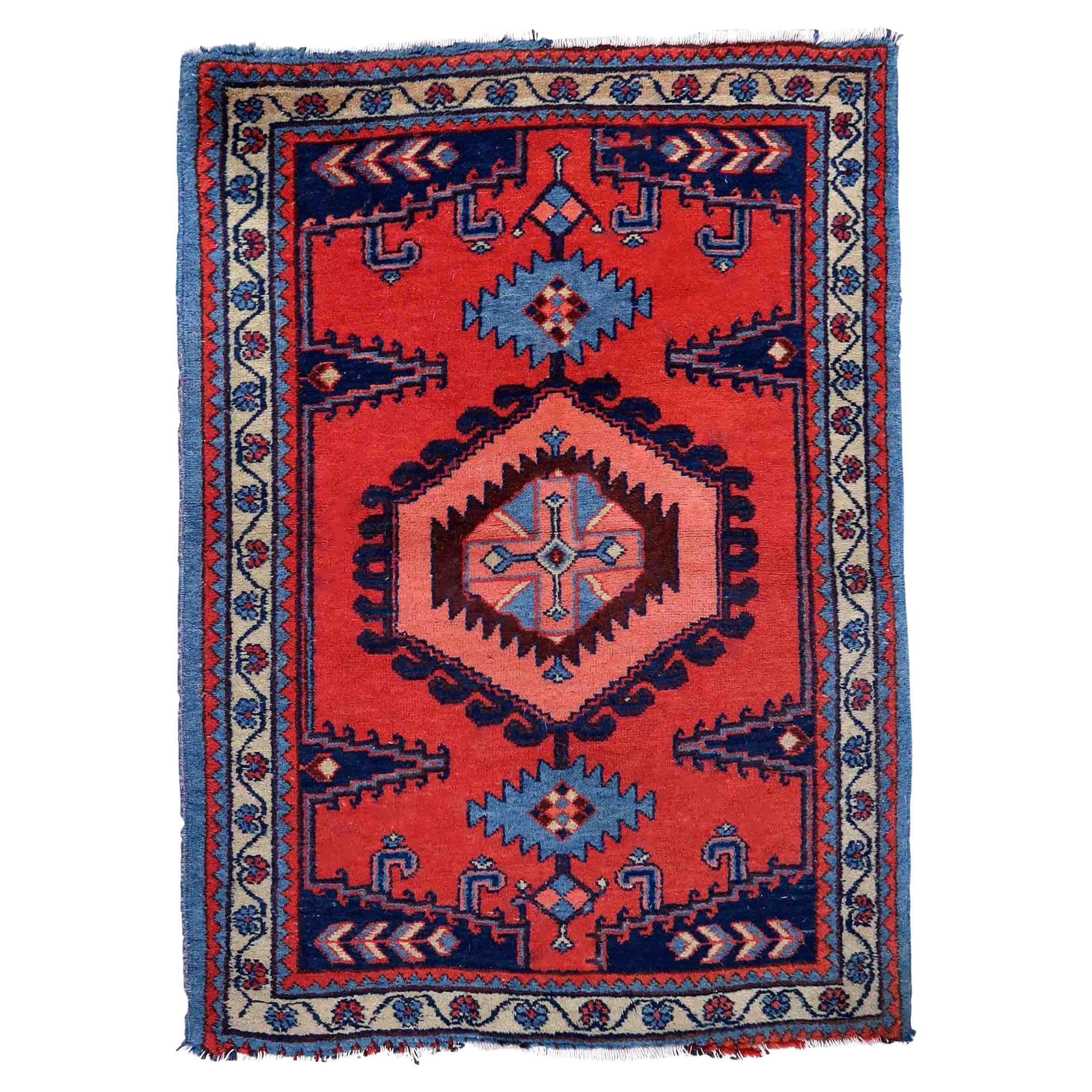 Tappeto vintage in stile Hamadan fatto a mano, anni '70, 1c1039