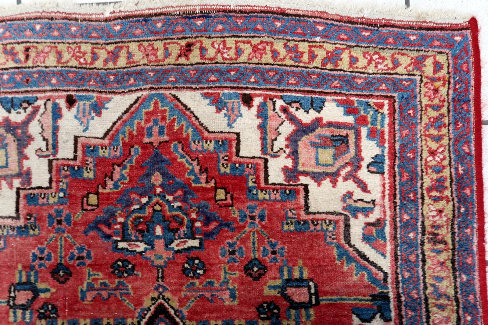 Handgefertigter Vintage-Teppich im Hamadan-Stil, 1970er Jahre, 1C1040 im Zustand „Gut“ im Angebot in Bordeaux, FR