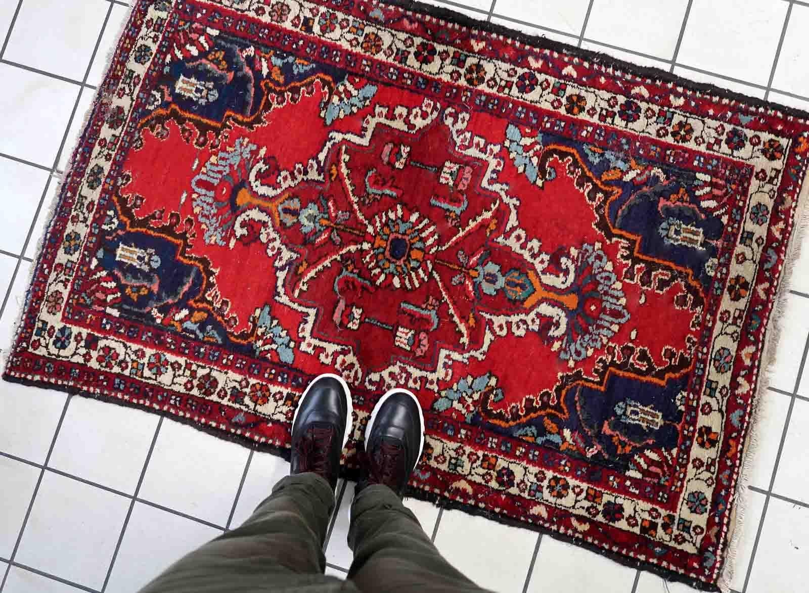 Handgefertigter Vintage-Teppich im Hamadan-Stil, 1970er Jahre, 1c1041 (Handgeknüpft) im Angebot