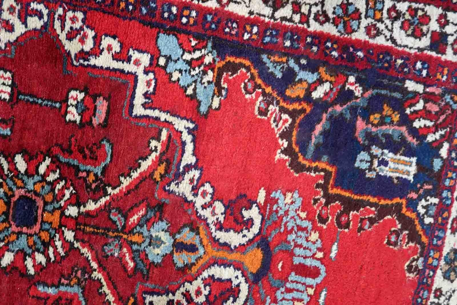 Handgefertigter Vintage-Teppich im Hamadan-Stil, 1970er Jahre, 1c1041 im Zustand „Gut“ im Angebot in Bordeaux, FR