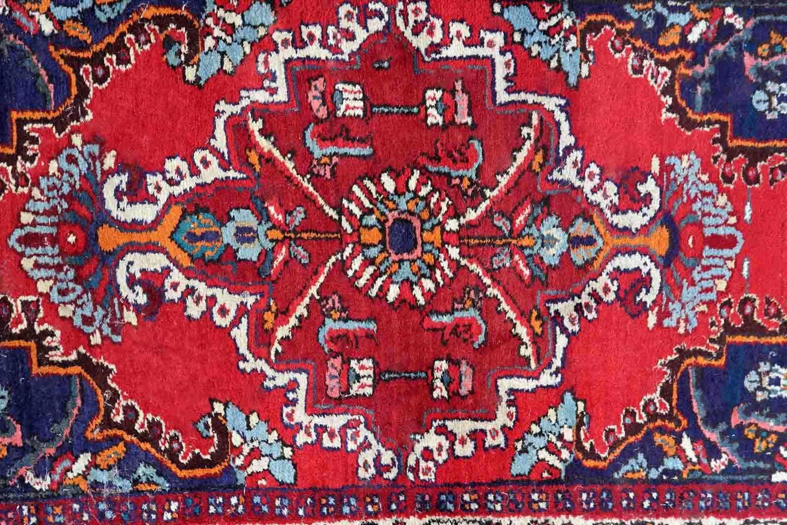 Lana Tappeto vintage in stile Hamadan fatto a mano, anni '70, 1c1041 in vendita