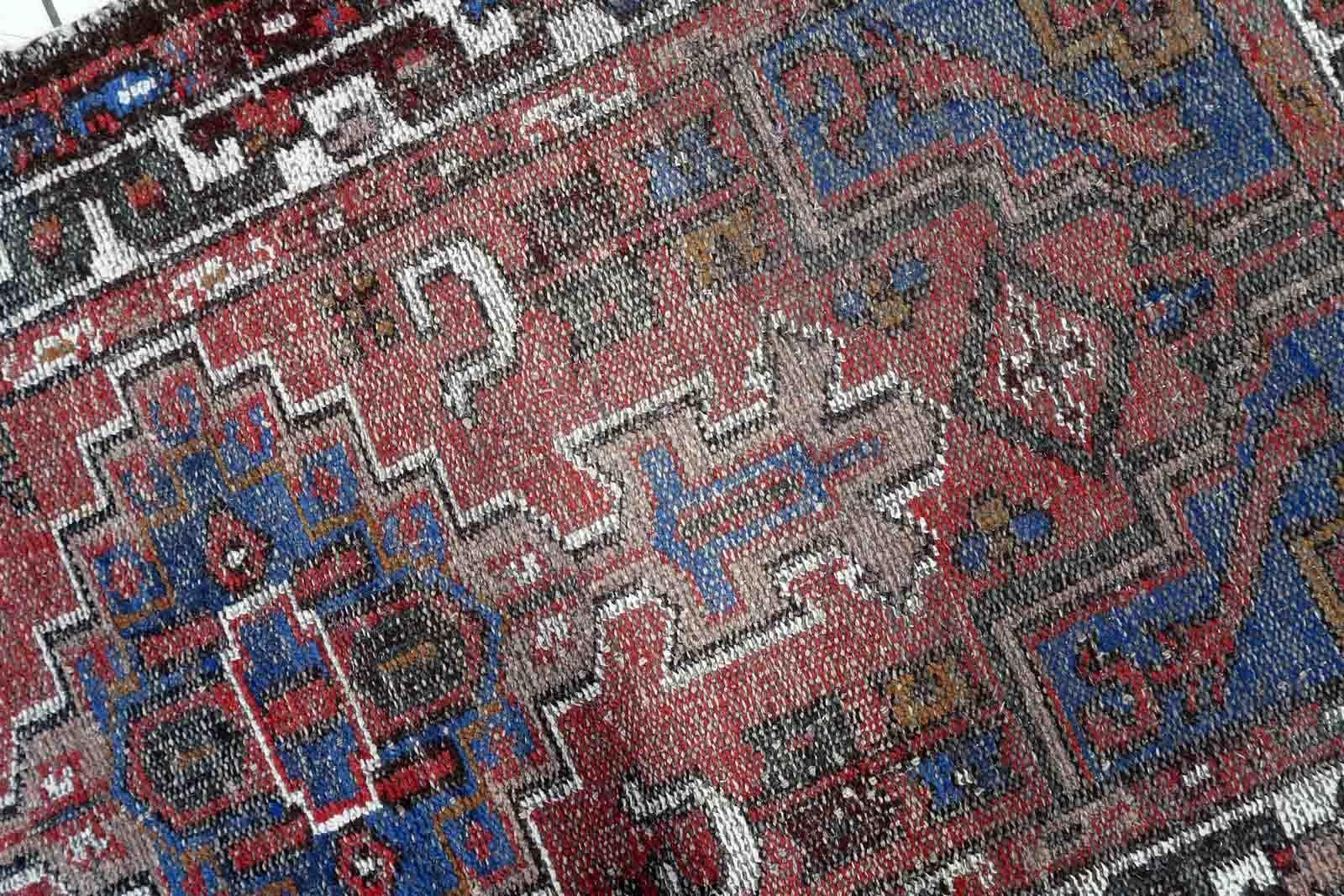 Handgefertigter Vintage-Teppich im Hamadan-Stil, 1970er Jahre, 1C1042 im Zustand „Gut“ im Angebot in Bordeaux, FR