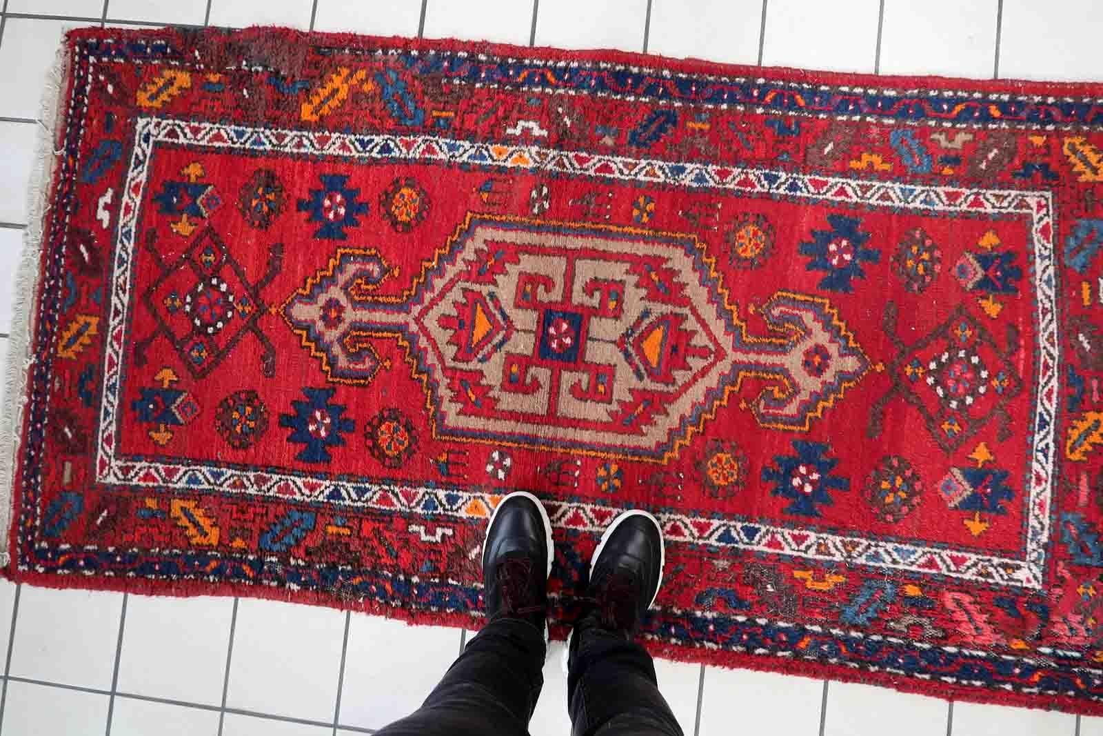 Hand-Knotted Handmade Vintage Hamadan Style Rug, 1970s, 1C1053 For Sale