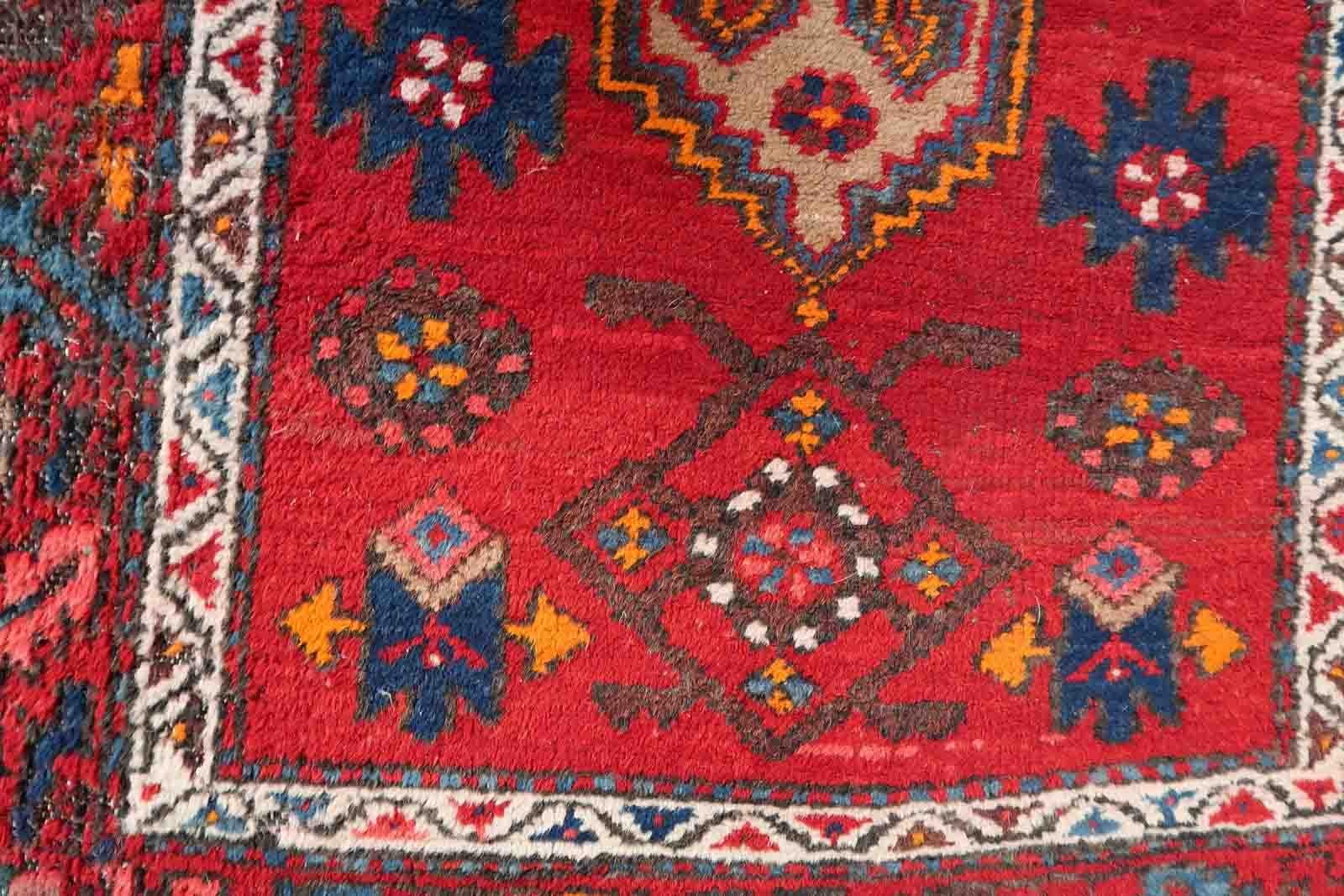 Handgefertigter Vintage-Teppich im Hamadan-Stil, 1970er Jahre, 1C1053 im Zustand „Relativ gut“ im Angebot in Bordeaux, FR