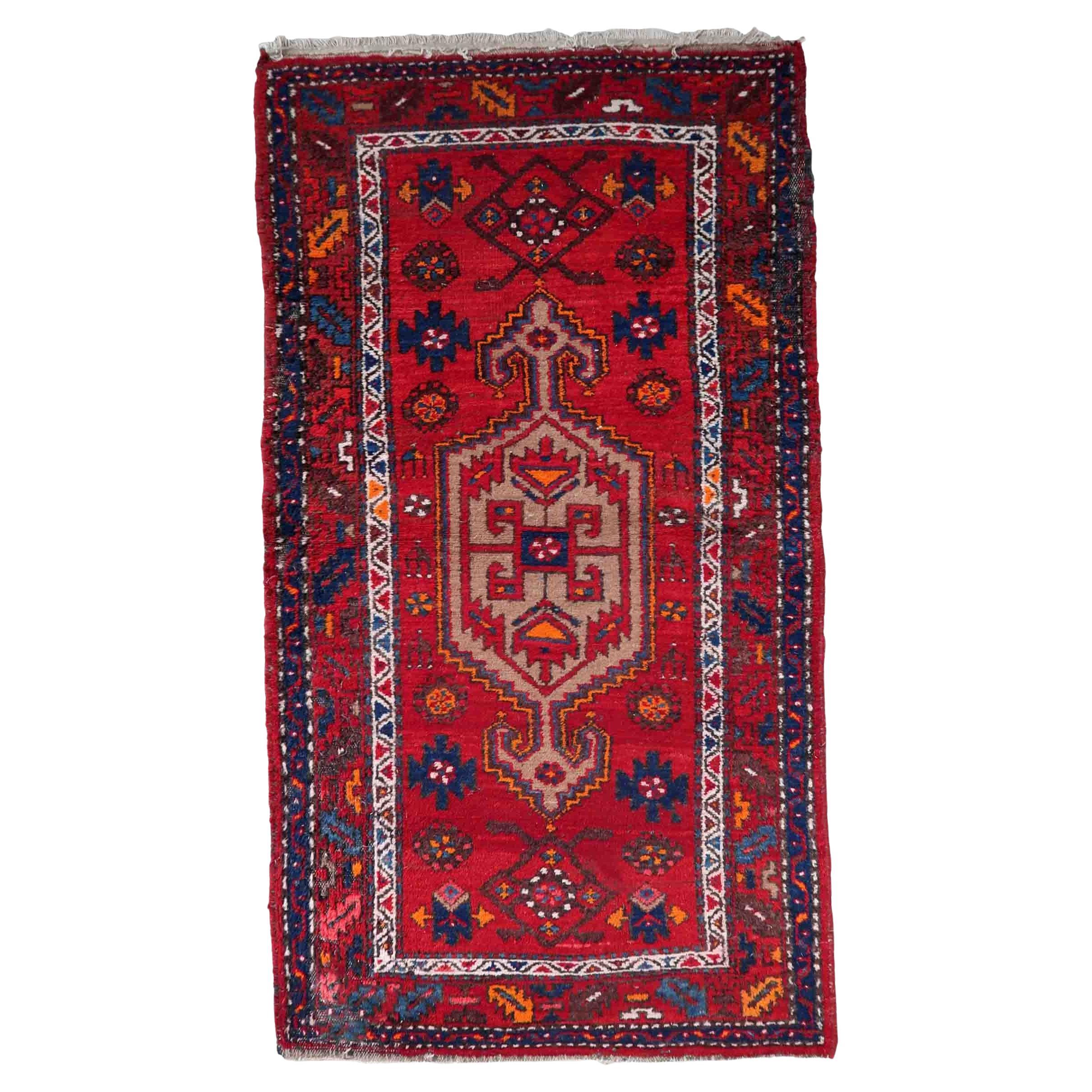 Tappeto vintage fatto a mano in stile Hamadan, anni '70, 1C1053