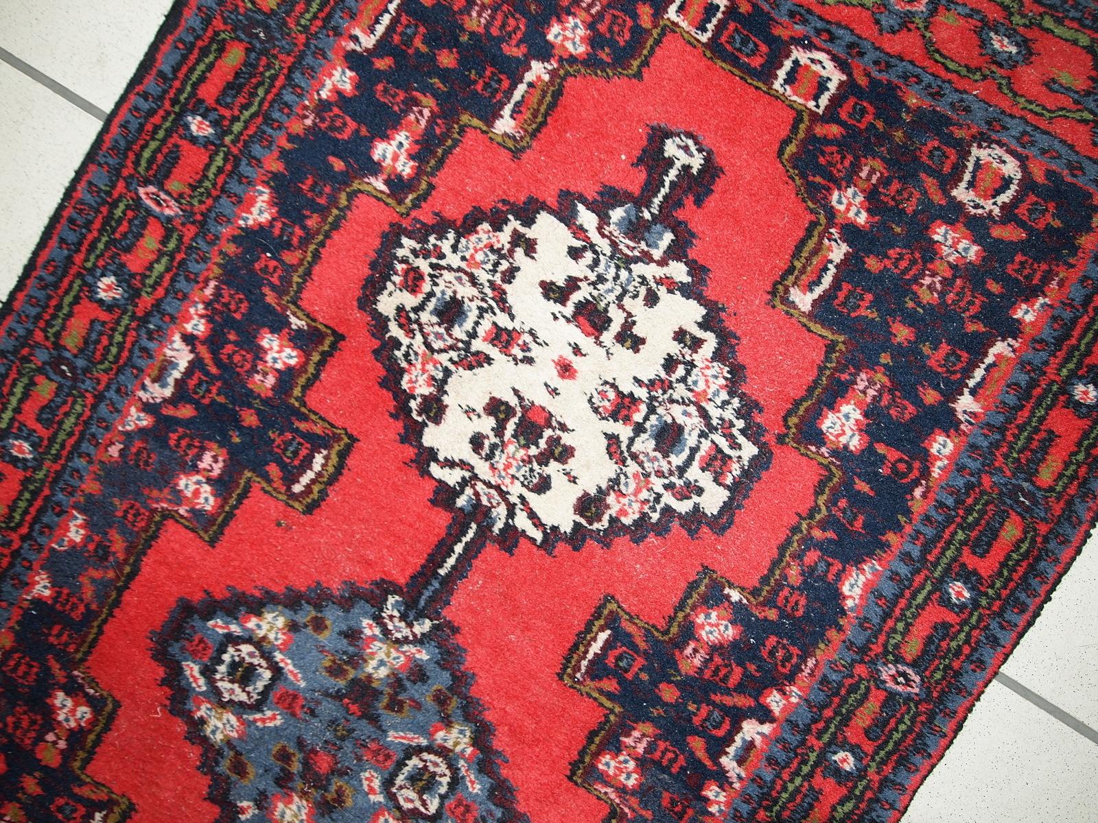 Handgefertigter Vintage-Teppich im Hamadan-Stil, 1970er Jahre, 1C640 (Ende des 20. Jahrhunderts) im Angebot