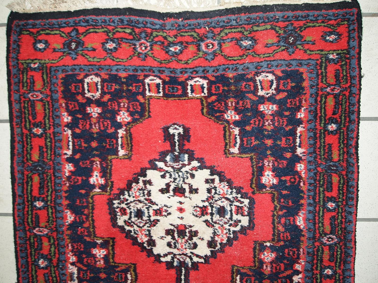 Wool Handmade Vintage Hamadan Style Rug, 1970s, 1C640 For Sale