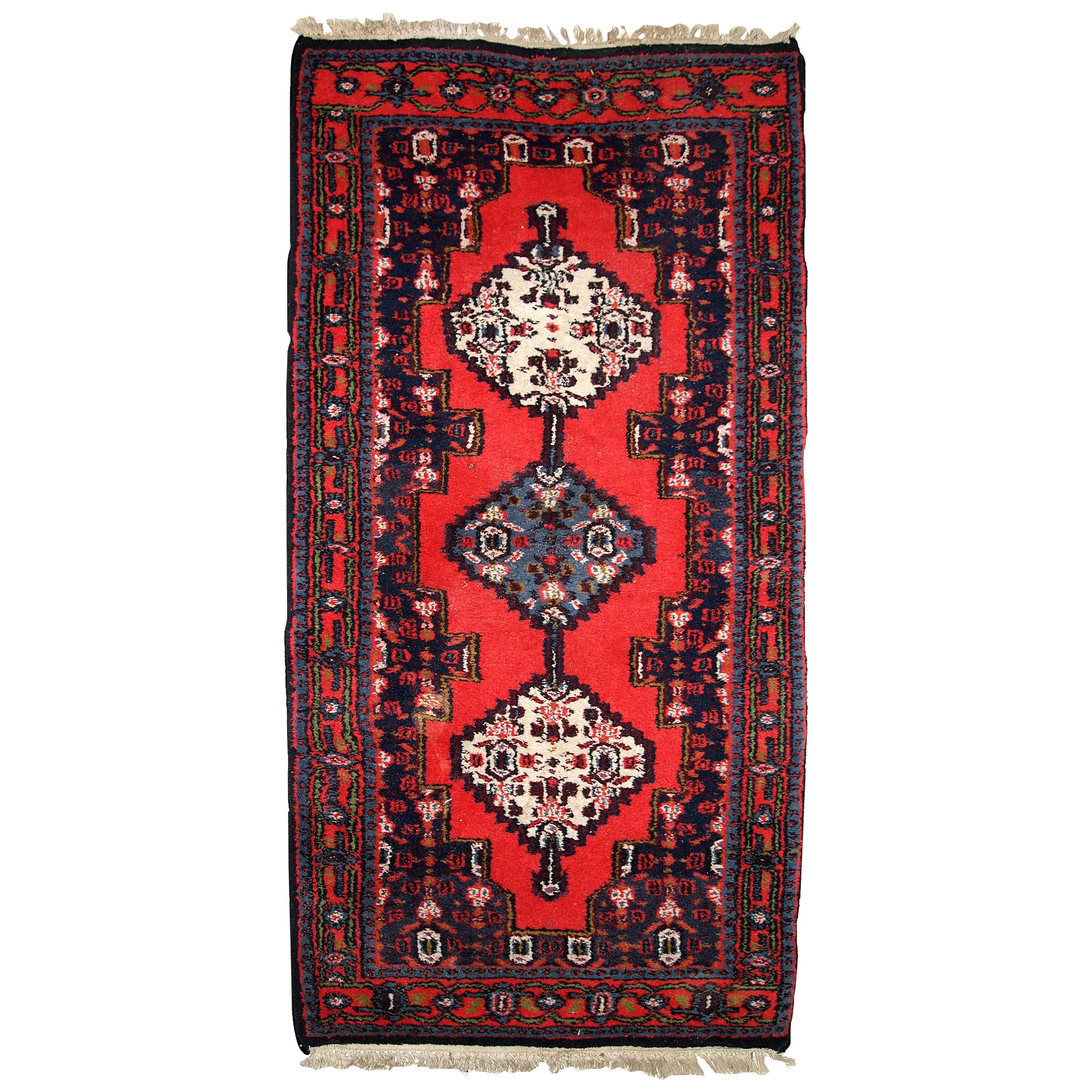 Handgefertigter Vintage-Teppich im Hamadan-Stil, 1970er Jahre, 1C640 im Angebot