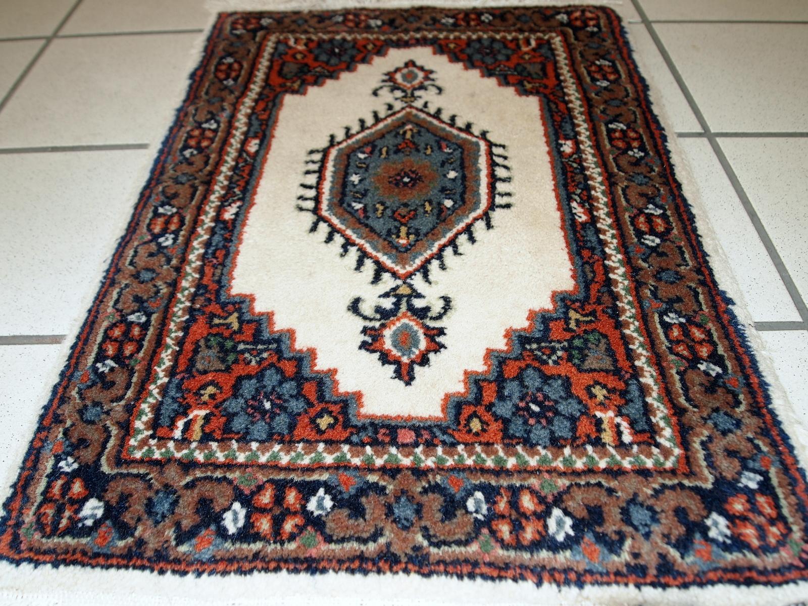 Fine XX secolo Tappeto vintage fatto a mano in stile Hamadan, anni '70, 1C652 in vendita