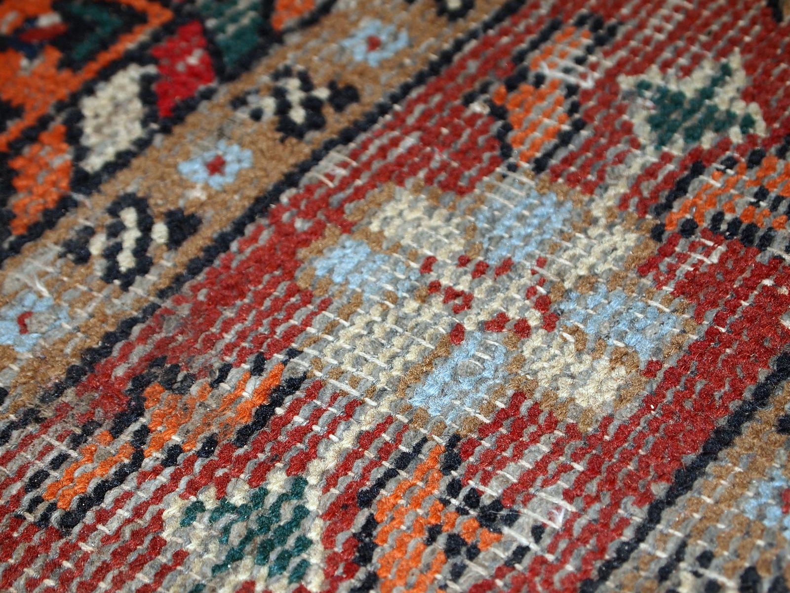 Hand-Knotted Handmade Vintage Hamadan Style Rug, 1970s, 1C695 For Sale