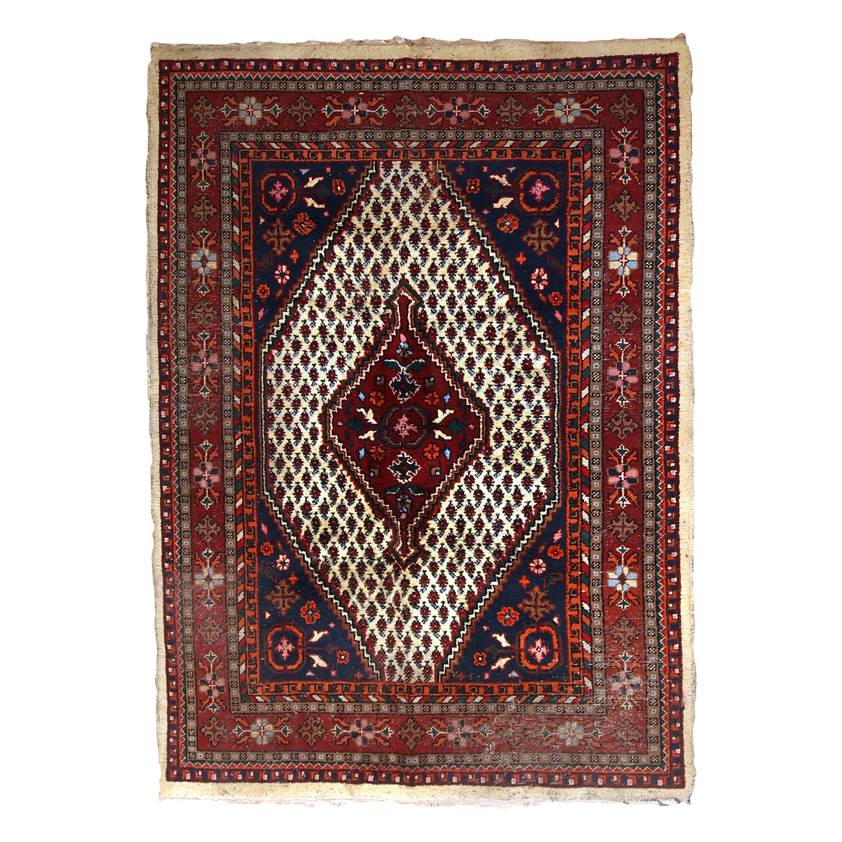 Handmade Vintage Hamadan Style Rug, 1970s, 1C695