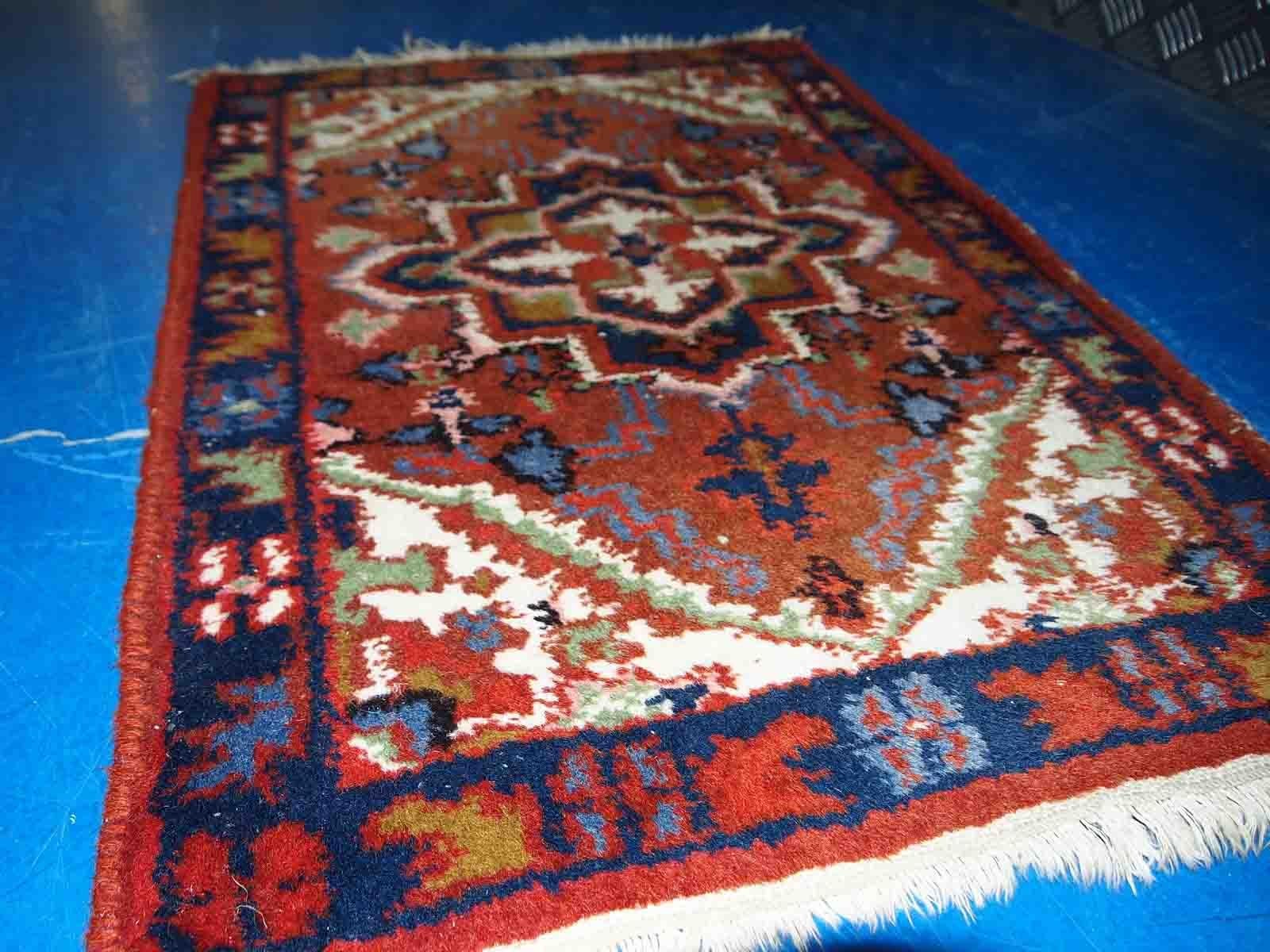 Hand-Knotted Handmade Vintage Hamadan Style Rug, 1970s, 1C753 For Sale