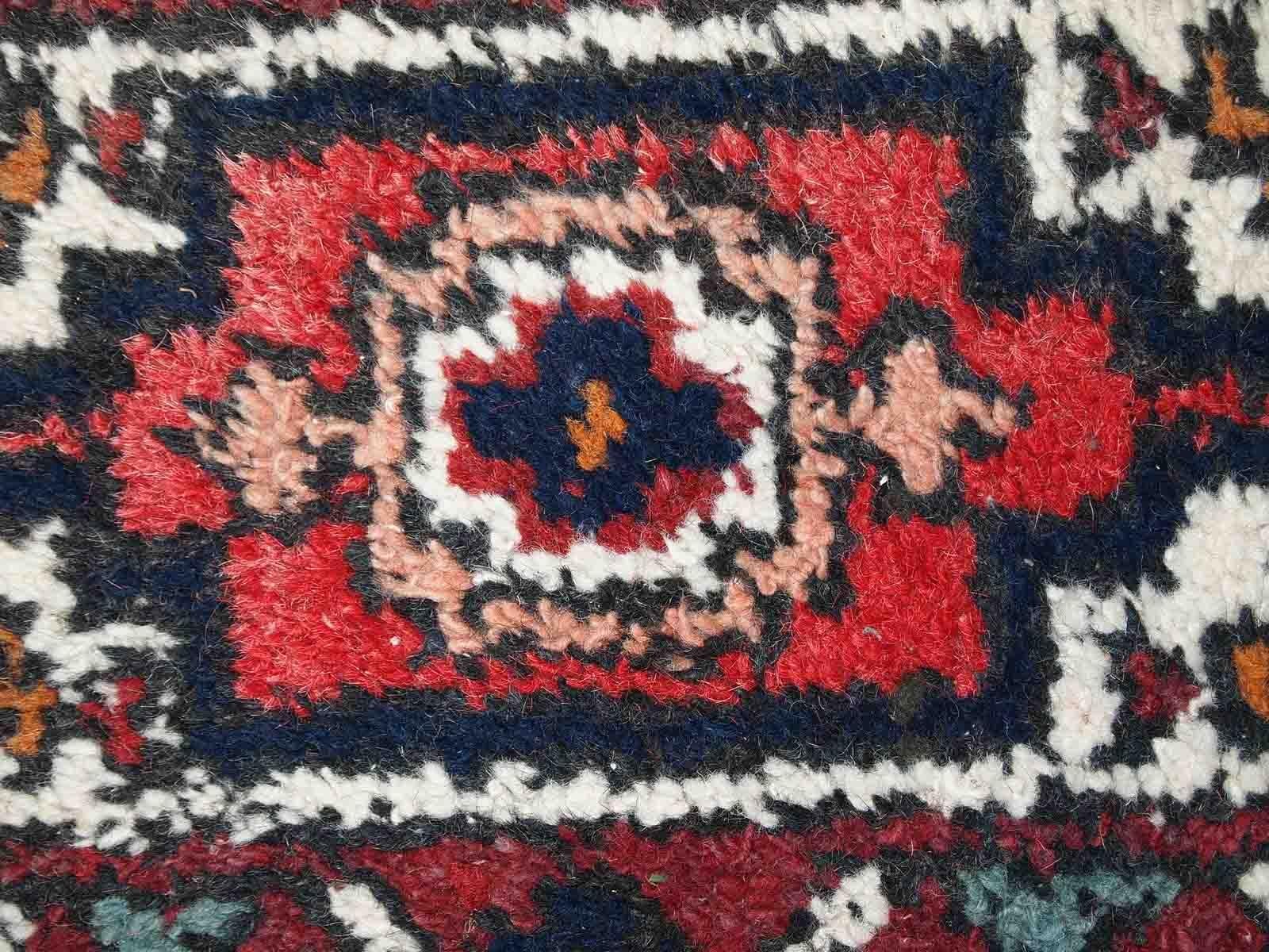 Indian Handmade Vintage Hamadan Style Rug, 1970s, 1C759 For Sale