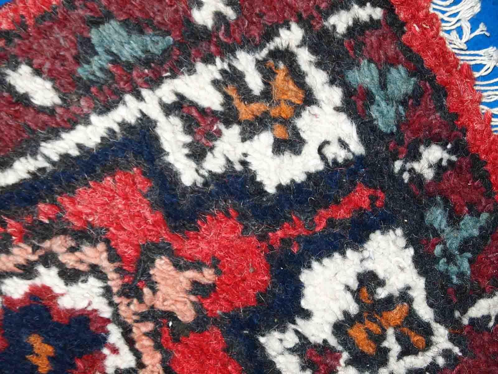 Annodato a mano Tappeto vintage fatto a mano in stile Hamadan, anni '70, 1C759 in vendita