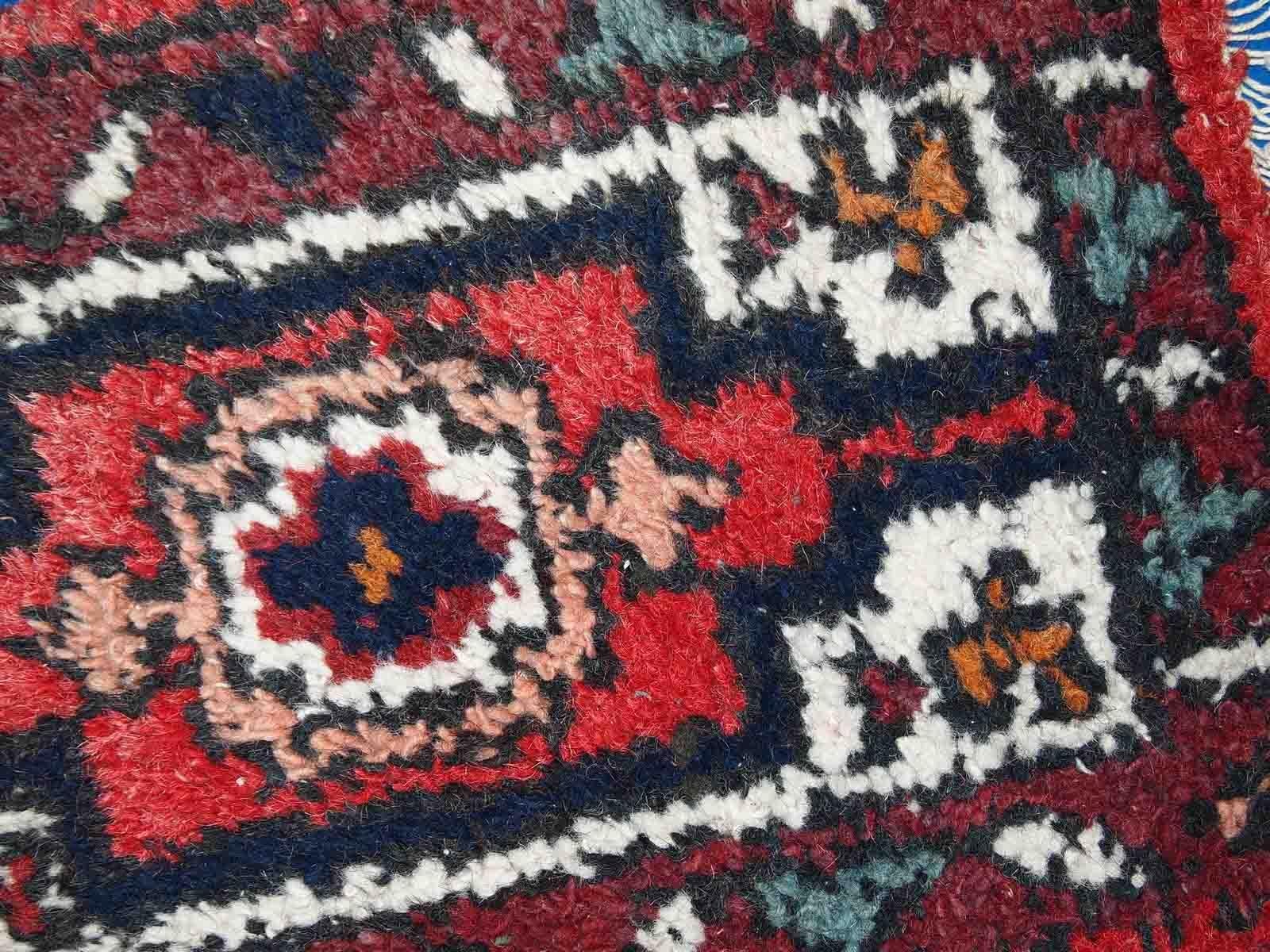 Handgefertigter Vintage-Teppich im Hamadan-Stil, 1970er Jahre, 1C759 im Zustand „Gut“ im Angebot in Bordeaux, FR