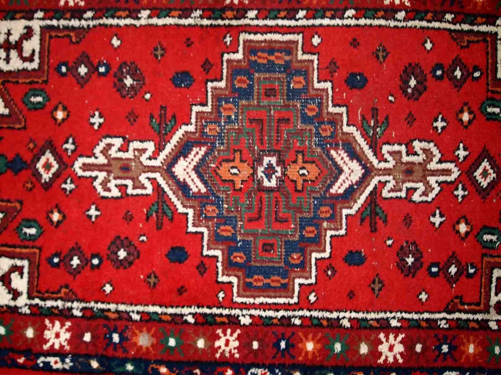 Hand-Knotted Handmade Vintage Hamadan Style Rug, 1970s, 1C809 For Sale