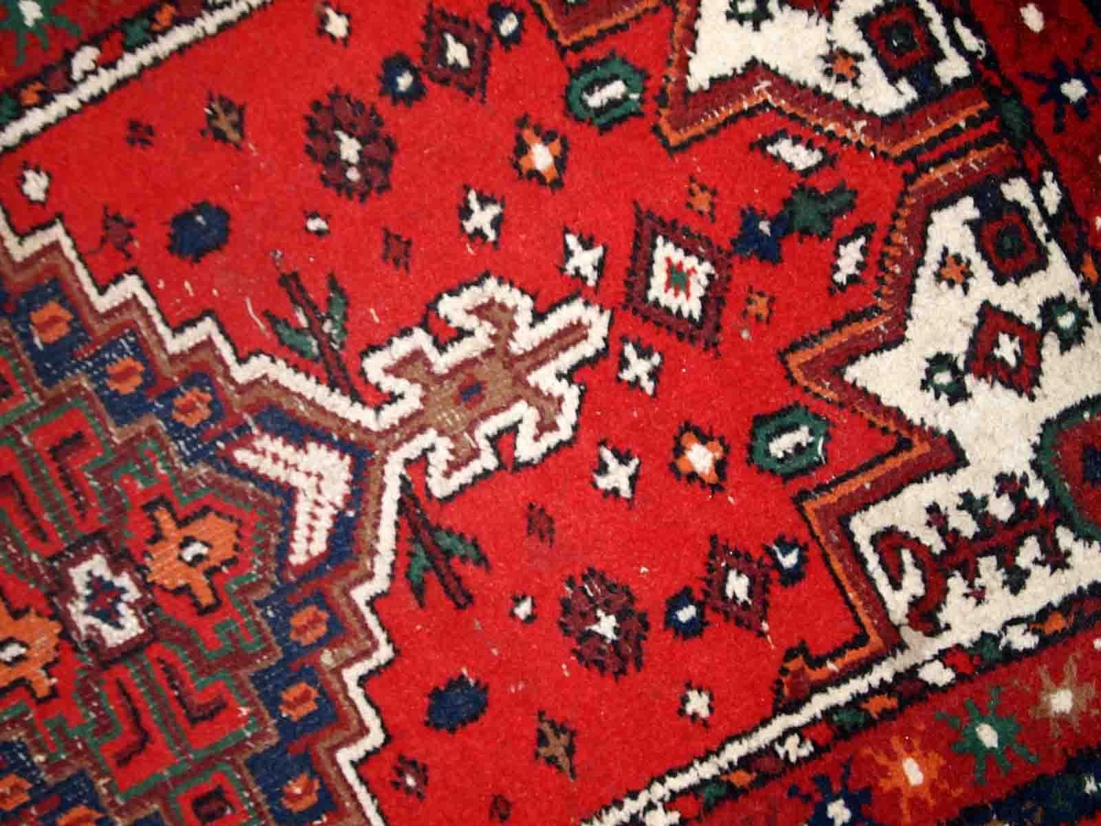 Handmade Vintage Hamadan Style Rug, 1970s, 1C809 In Good Condition For Sale In Bordeaux, FR