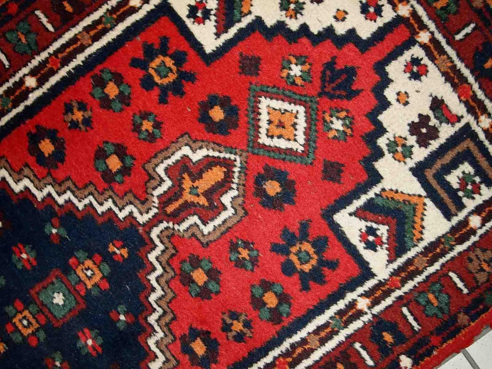 Hand-Knotted Handmade Vintage Hamadan Style Rug, 1970s, 1C812 For Sale