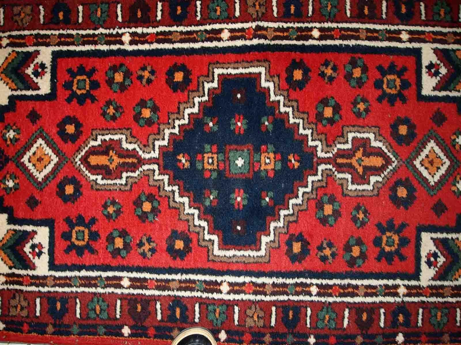 Handgefertigter Vintage-Teppich im Hamadan-Stil, 1970er Jahre, 1C812 im Zustand „Gut“ im Angebot in Bordeaux, FR
