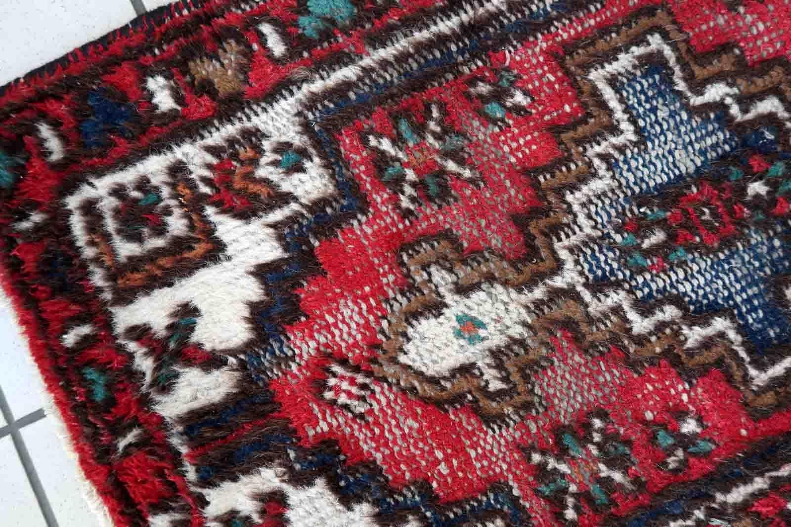 Hand-Knotted Handmade Vintage Hamadan Style Rug, 1970s, 1C841 For Sale