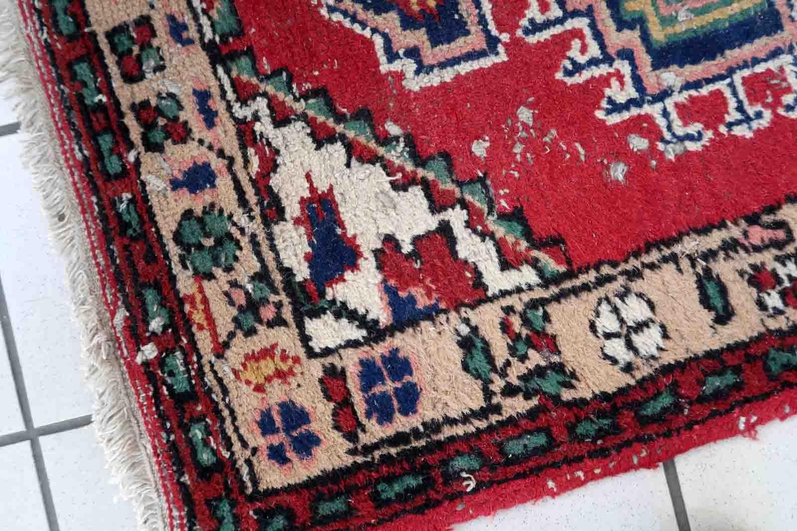 Hand-Knotted Handmade Vintage Hamadan Style Rug, 1970s, 1C842 For Sale