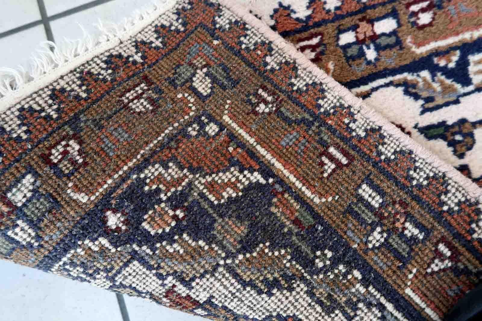 Annodato a mano Tappeto vintage fatto a mano in stile Hamadan, anni '70, 1C851