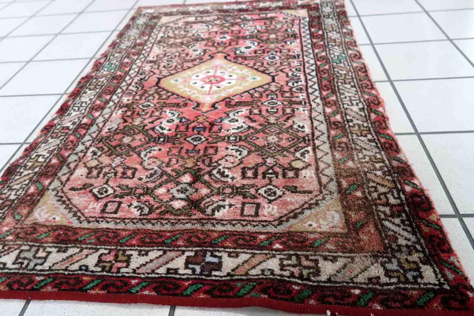 Handgefertigter Vintage-Teppich im Hamadan-Stil, 1970er Jahre, 1C917 (Indisch) im Angebot