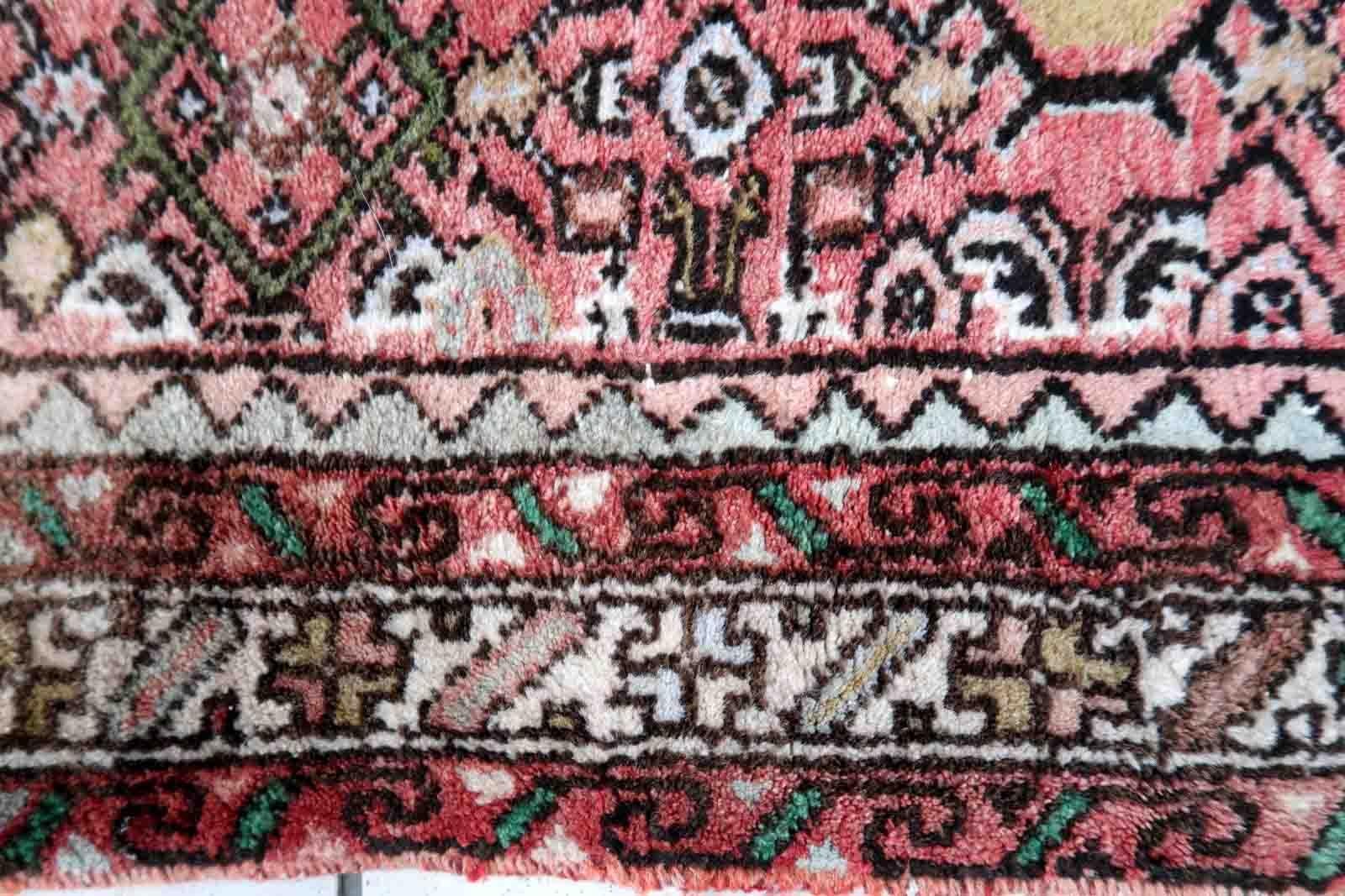 Handgefertigter Vintage-Teppich im Hamadan-Stil, 1970er Jahre, 1C917 im Zustand „Gut“ im Angebot in Bordeaux, FR