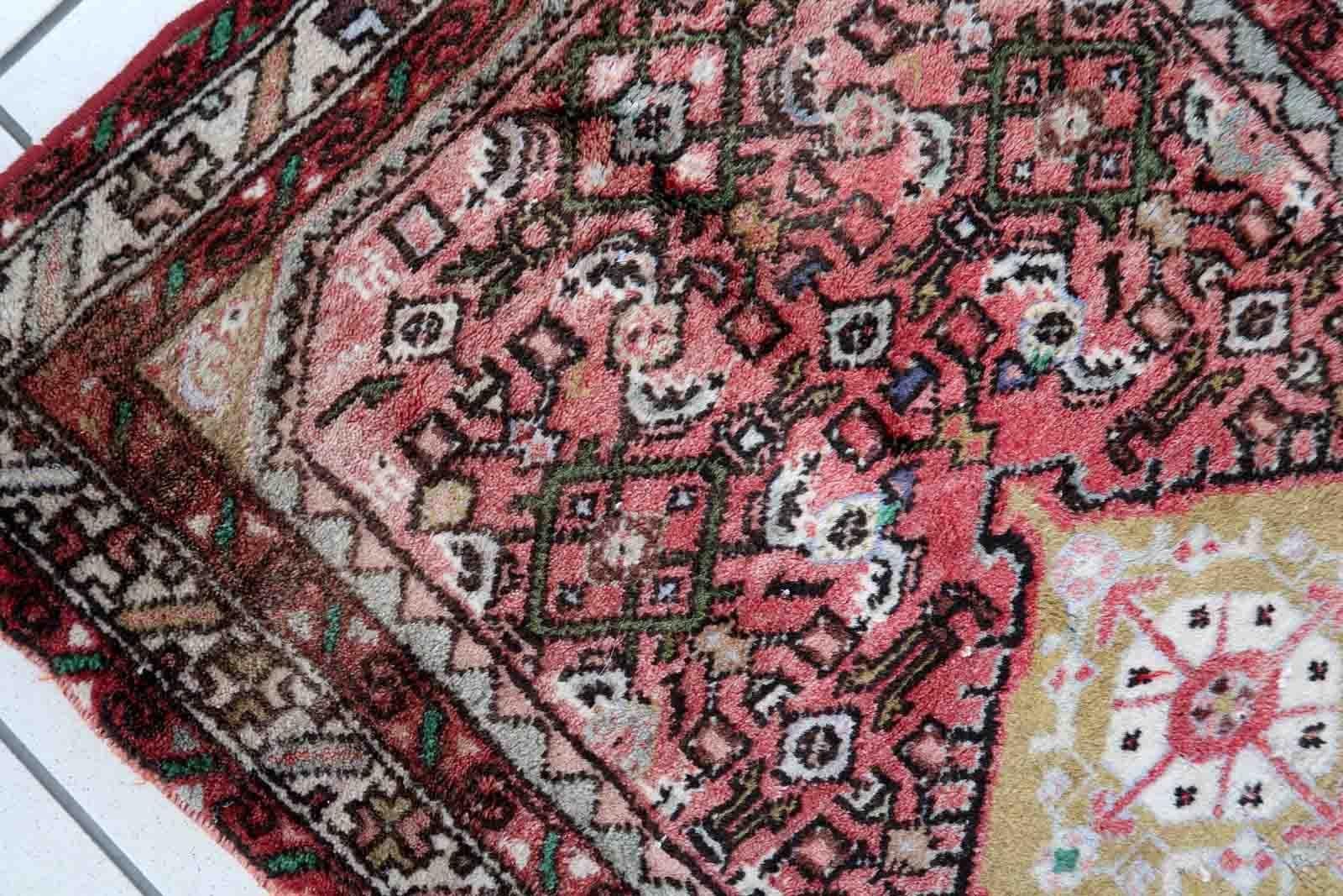 Lana Tappeto vintage fatto a mano in stile Hamadan, anni '70, 1C917 in vendita