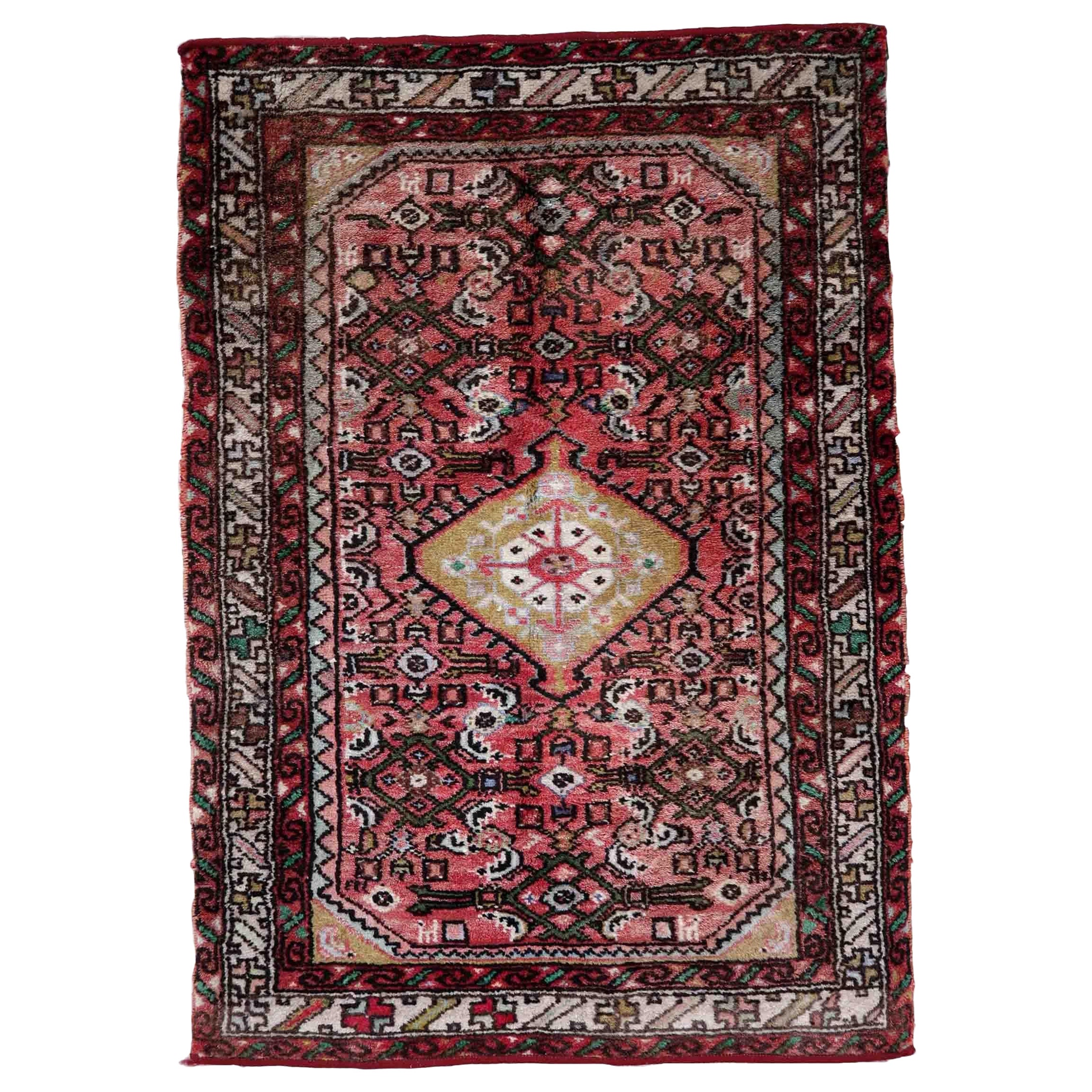 Tappeto vintage fatto a mano in stile Hamadan, anni '70, 1C917