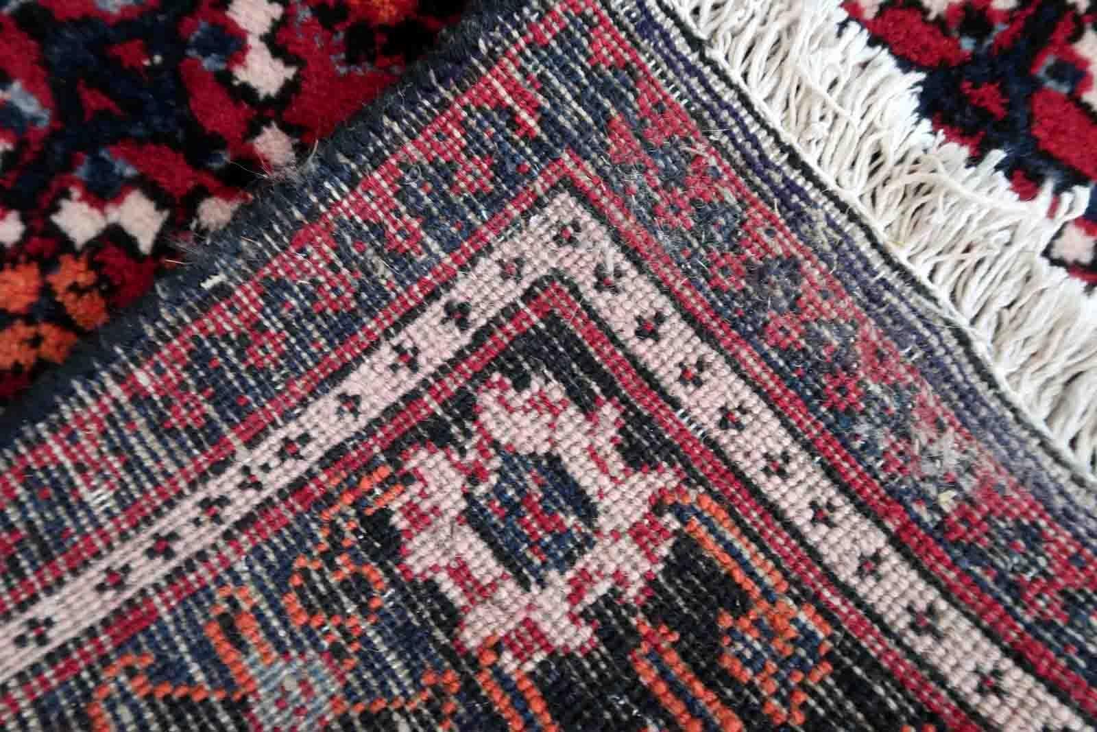 Annodato a mano Tappeto vintage in stile Hamadan fatto a mano, anni '70, 1c920 in vendita