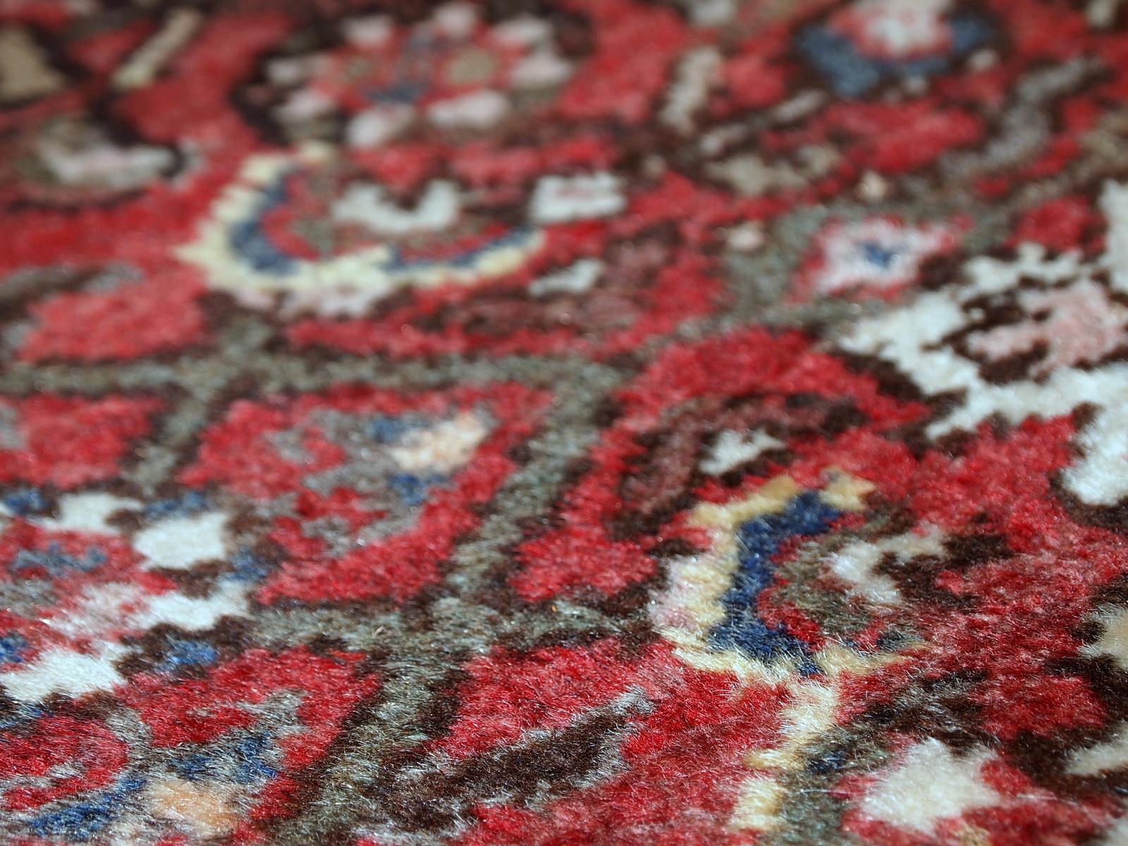Annodato a mano Tappeto vintage fatto a mano in stile Hamadan, anni '70, 1C387 in vendita