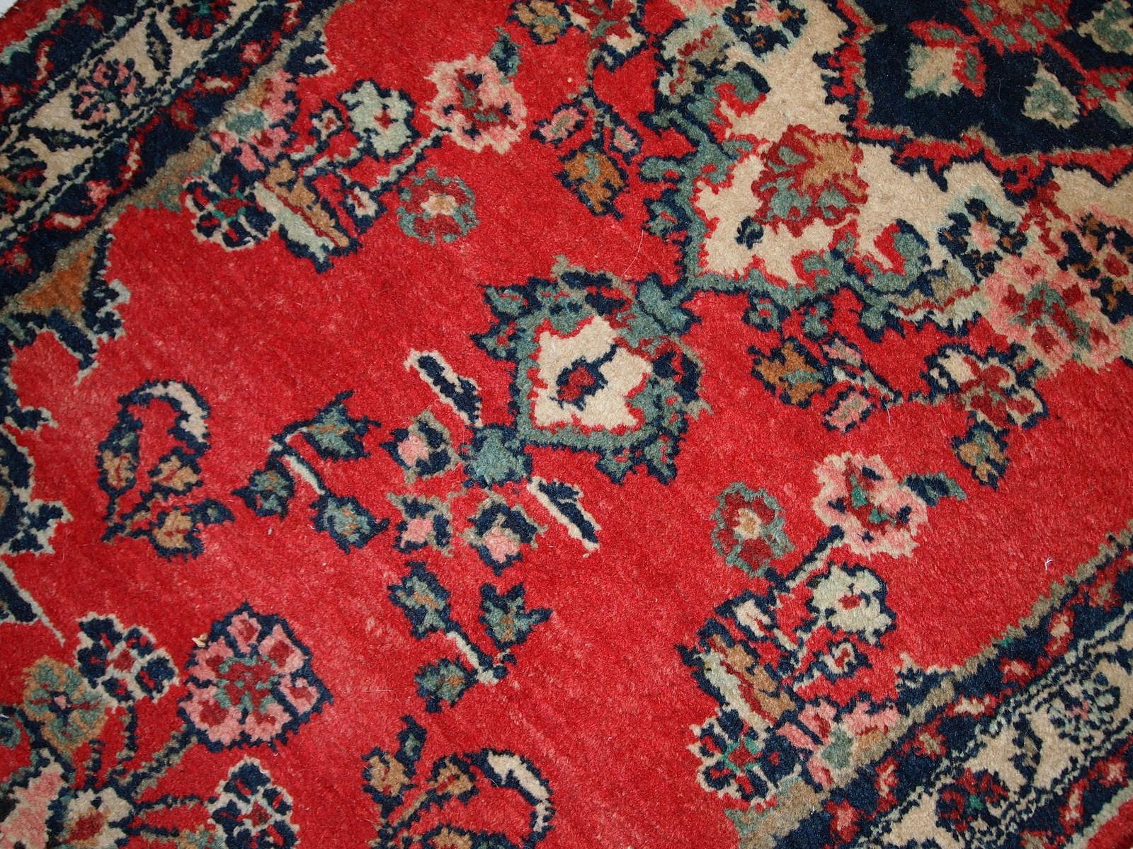 Handmade Vintage Hamadan Style Runner, 1960s, 1c616 In Good Condition For Sale In Bordeaux, FR