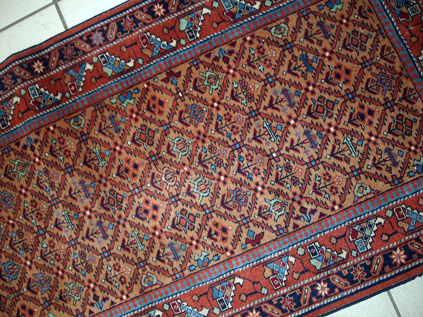 Runner vintage in stile Hamadan fatto a mano, anni '60, 1C663 in vendita 1