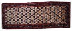 Handmade Antique Hamadan Runner, Wool, Red Blue Shades, Circa 1960 - 1C378