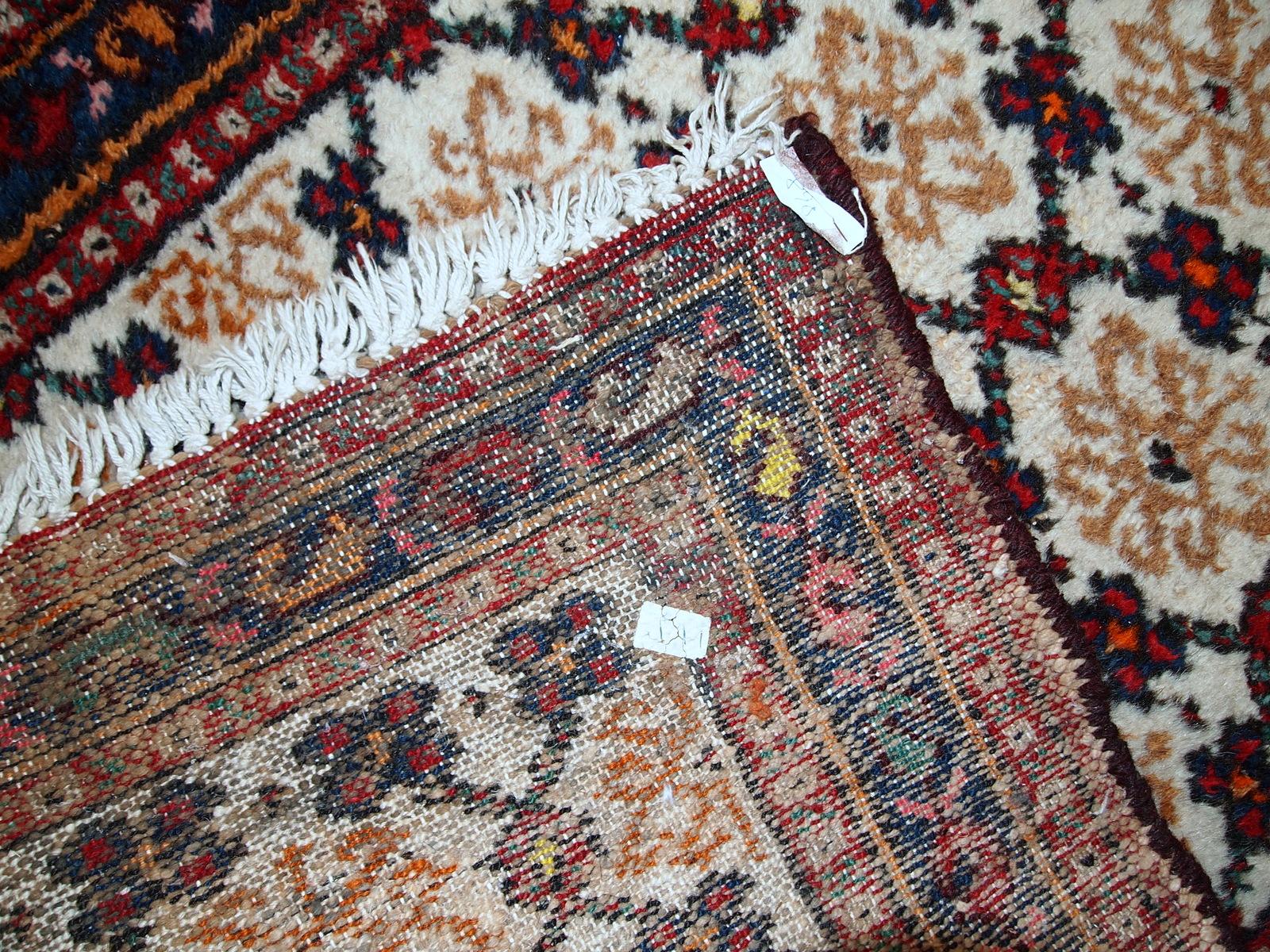 Hand-Knotted Handmade Vintage Hamadan Style Runner, 1960s, 1C378 For Sale