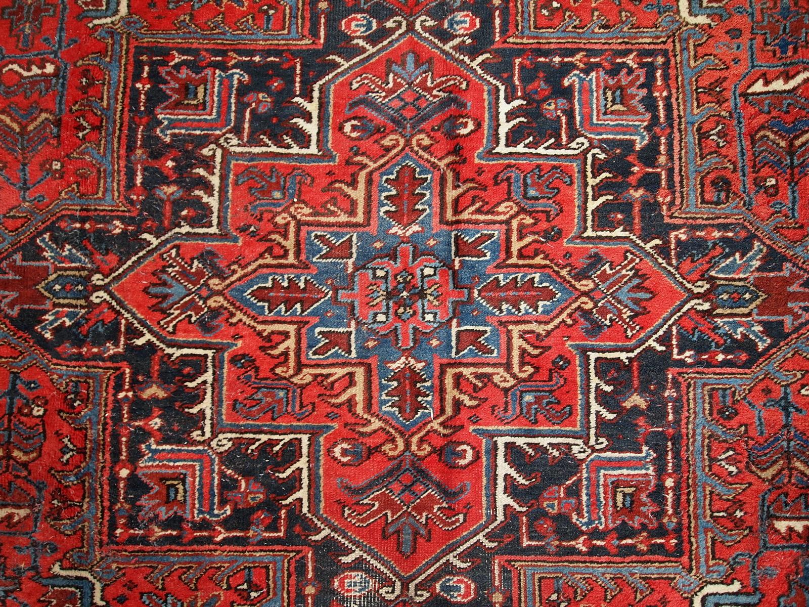 Handgefertigter Vintage-Teppich im Heriz-Stil, 1950er Jahre, 1C697 (Mitte des 20. Jahrhunderts) im Angebot