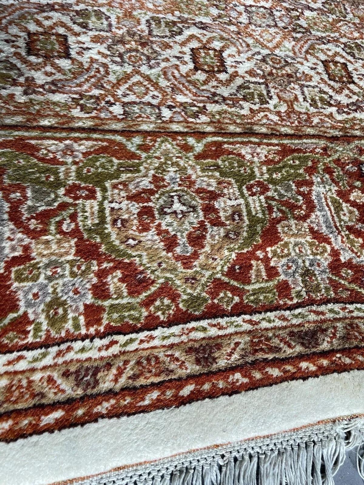 Tapis indien Agra vintage fait à la main, 4' x 6', 1970 - 1N75 Bon état - En vente à Bordeaux, FR