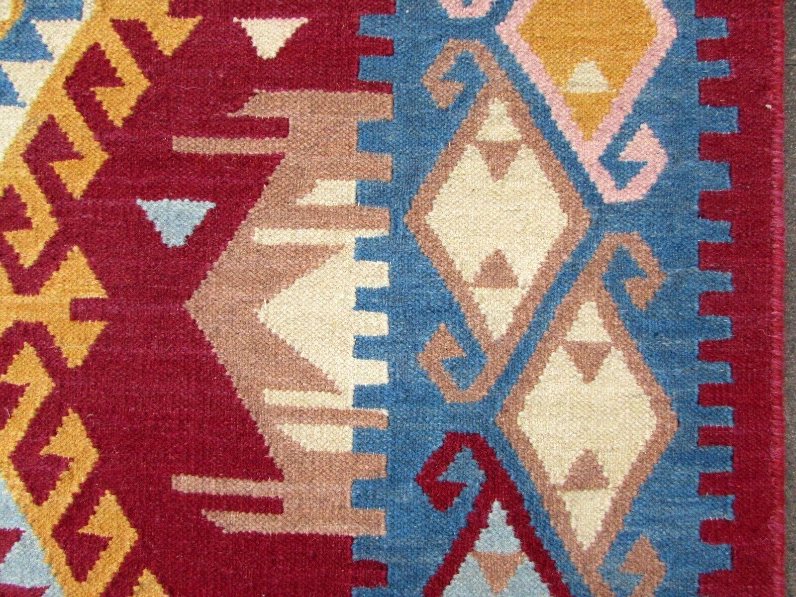 Cotton Handmade Vintage Indian Dhurri Kilim, 1970s, 1Q0203