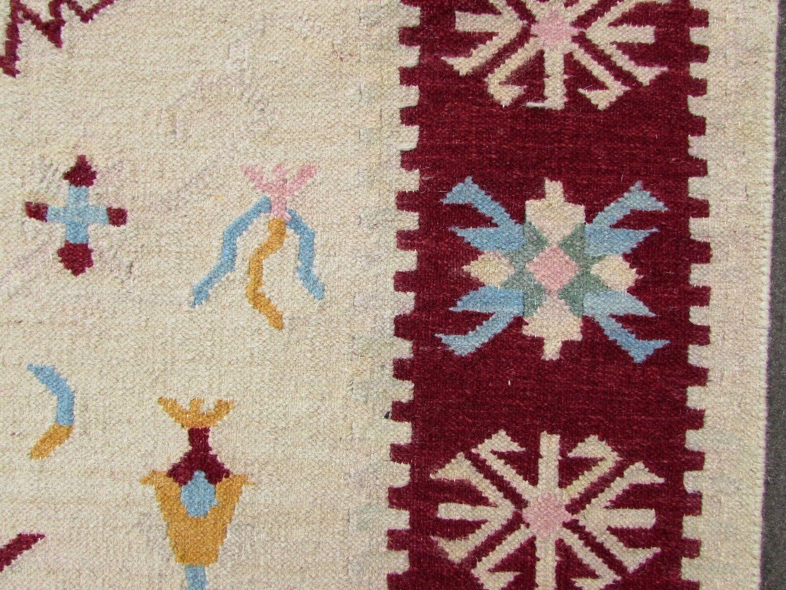 Cotton Handmade Vintage Indian Dhurri Kilim, 1970s, 1Q0206