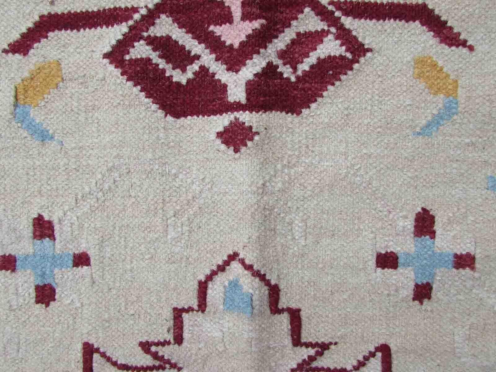 Handmade Vintage Indian Dhurri Kilim, 1970s, 1Q12 For Sale 1