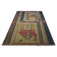 Handgefertigter indischer Dhurrie-Kelim-Teppich im Vintage-Stil 6.3' x 8,3', 1970er Jahre - 1D46