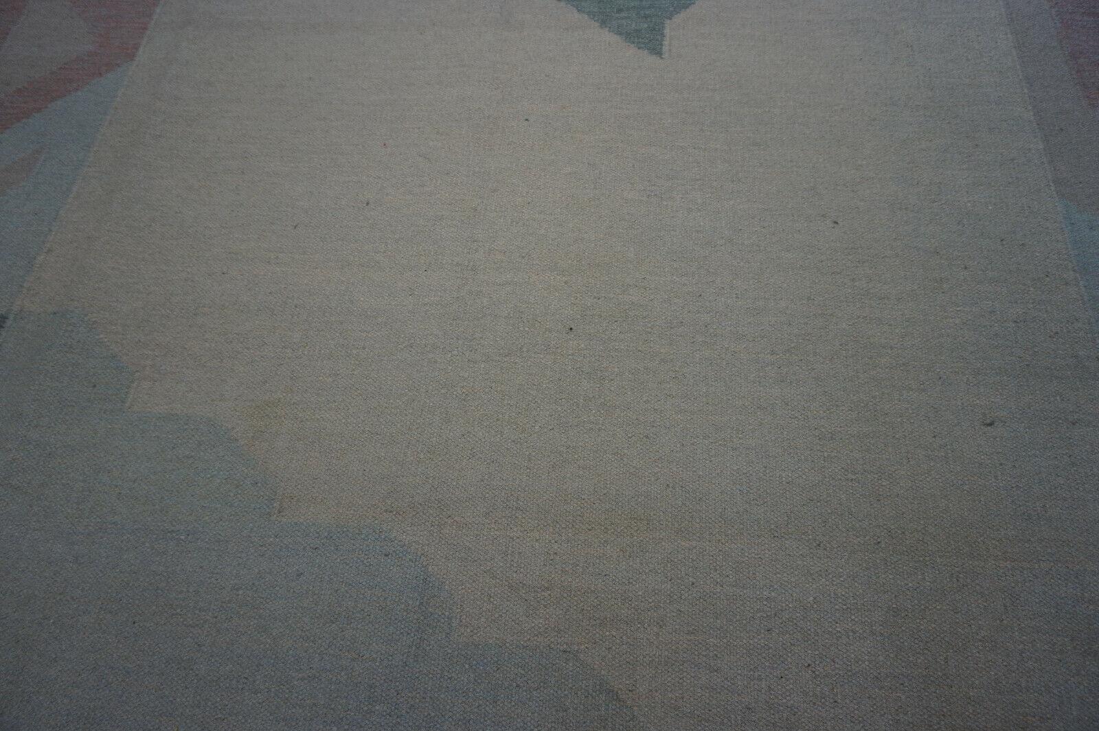 Handgefertigter indischer Dhurrie-Kelim-Teppich im Vintage-Stil 8.4' x 9.6', 1970er Jahre - 1D44 (Wolle) im Angebot