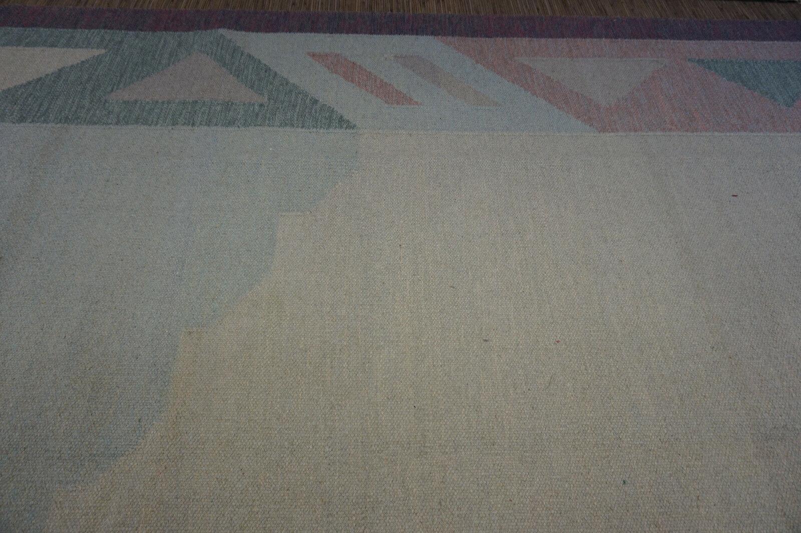 Handgefertigter indischer Dhurrie-Kelim-Teppich im Vintage-Stil 8.4' x 9.6', 1970er Jahre - 1D44 im Angebot 1