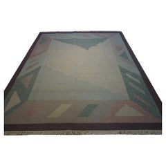 Tapis Kilim indien Dhurrie vintage fait à la main 8,4' x 9,6', 1970 - 1D44