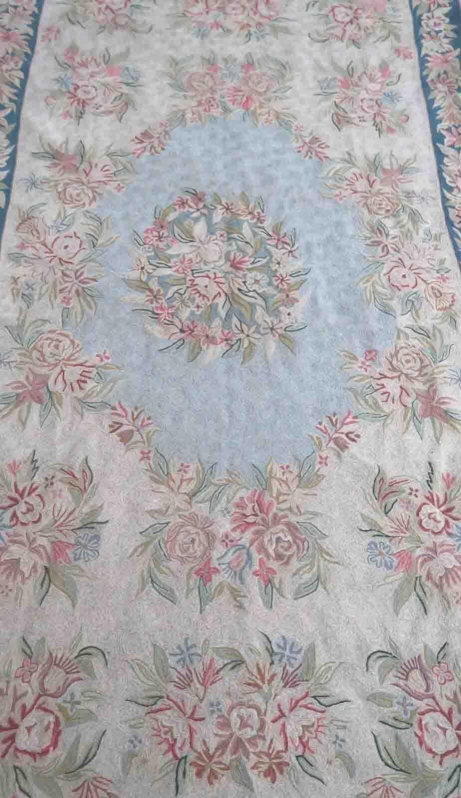 Handmade Vintage Indian Embroidery Rug, 1950s, 1P120 In Fair Condition For Sale In Bordeaux, FR