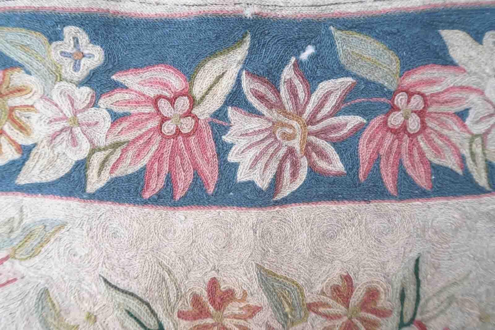 Handmade Vintage Indian Embroidery Rug, 1950s, 1P120 For Sale 2