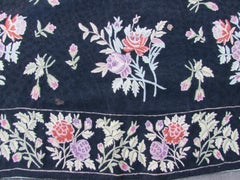 Handmade Vintage Indian Needlepoint Black Rug 8.5' x 12', 1970s - 1Q66