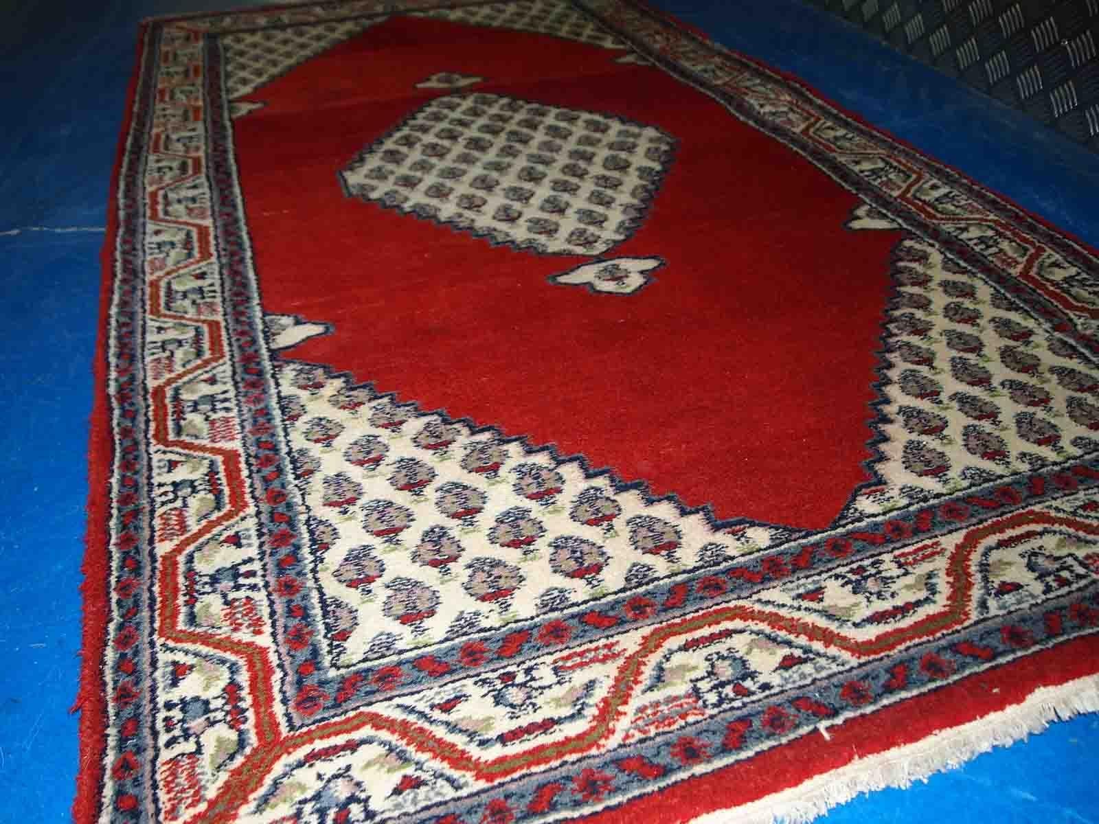 Wool Handmade Vintage Indian Seraband Rug, 1970s, 1C757 For Sale