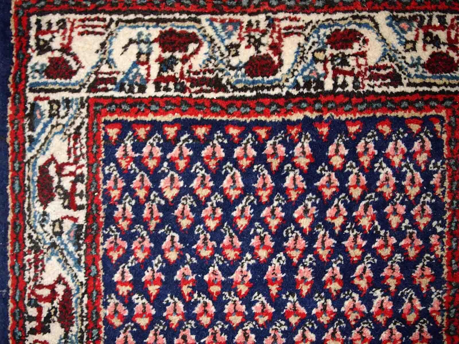 Hand-Knotted Handmade Vintage Indian Seraband Rug, 1970s, 1C800 For Sale